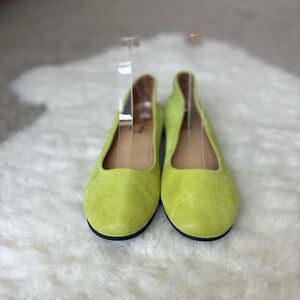 fs/ny French Sole Zeppa Suede Leather Flats Lime Shimmer 7.5 Women